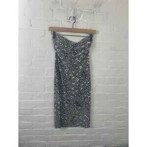 Norma Kamali Women's Leopard Print Strapless Midi Dress Gray Size XS